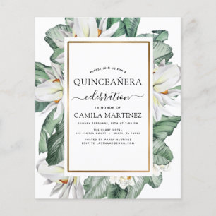 Flyer Orçamento Quinceañera Tropical Magnolia Convite