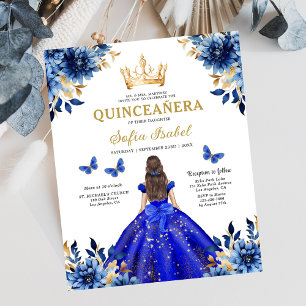 Flyer Orçamento Real Azul Bilíngue Espanhol Quinceanera