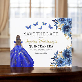 Flyer Orçamento Real Azul Salve a Data Quinceanera