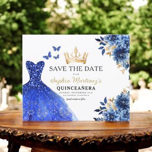 Flyer Orçamento Real Azul Salve a Data Quinceanera