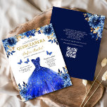 Flyer Orçamento Real Código Azul QR Princesa Quinceanera<br><div class="desc">Celebre seu dia especial com o convite da Princesa Quinceañera, Floral Royal Blue Butterfly. Apresentando um incrível pano de fundo azul real adornado com delicados sotaques florais e borboletas encantadoras, essa elegante design captura a beleza e graça de uma quinceñera. Perfeito para uma comemoração tematizada de princesa, o convite combina...</div>