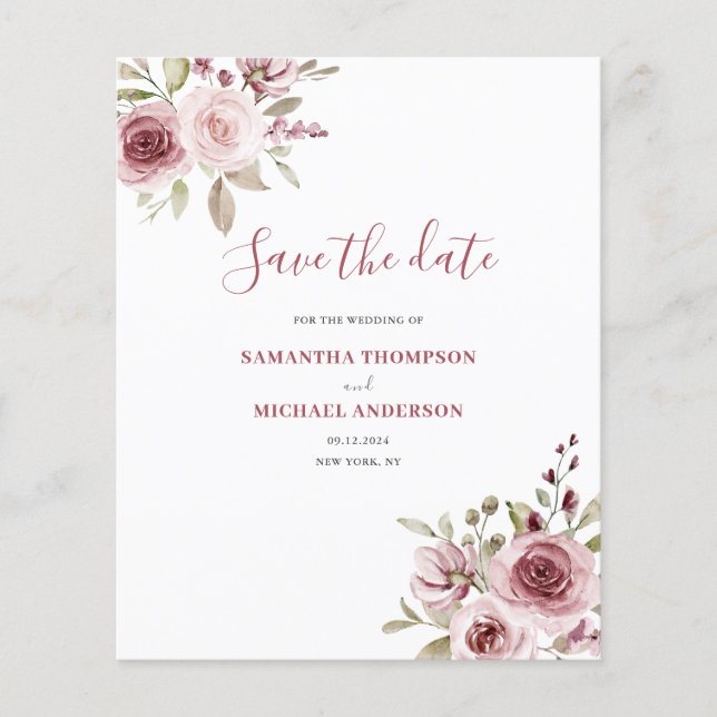 Flyer Orçamento Rosa Floral Casamento Salve O Dia (Frente)