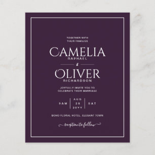 Flyer ORÇAMENTO Roxo Ameixa Monocromático Casamento