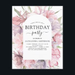 Flyer Orçamento Roxo Qualquer Idade Aniversário Floral<br><div class="desc">Orçamento Boho Dusty Purple e Burgundy Verde Botânico Floral Primavera ou Summer Qualquer Convite à Celebração por Festa de aniversário Idade - inclui uma bela e elegante tipografia de escrita com flores botânicas modernas e verde para o 13 especial, 15, 16. 21rua, 30, 40º, 50º, 60º, 70, 80, 90, 100º...</div>