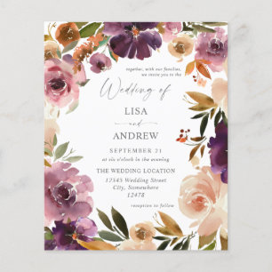 Flyer Orçamento Roxo & Rosa Floral Casamento V3 Grande