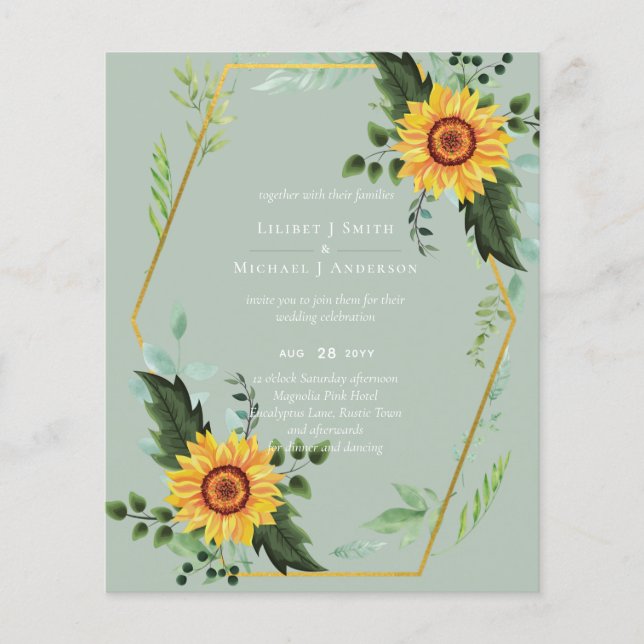 Flyer Orçamento Russo Girassóis Verde Sai Casamento (Frente)