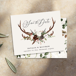 Flyer orçamento Rustic floral stag casamento exceto data