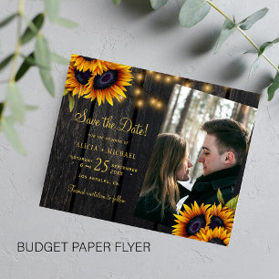 Flyer Orçamento rústico floral foto casamento salvar a d