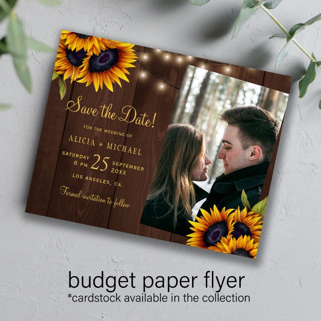Flyer Orçamento rústico floral foto casamento salvar a d (Criador carregado)