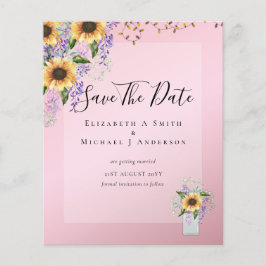 Flyer ORÇAMENTO SALVE AS DATAS Girassóis Rústicos Roxo