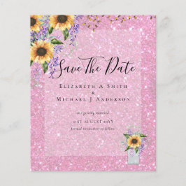 Flyer ORÇAMENTO SALVO AS DATAS Rústicas Girassóis Roxo