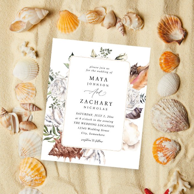Flyer Orçamento Seashells & White Floral Weds (Criador carregado)