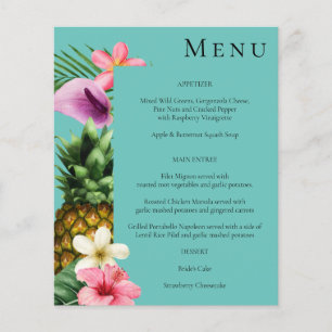 Flyer Orçamento Tropical Havaiana Floral Menu- Teal