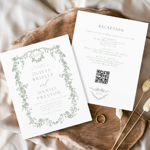 Flyer Orçamento Tudo Em Um Casamento Verde De Código QR