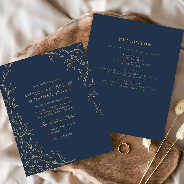 Flyer Orçamento Tudo em Um Marinho Convite de Casamento  (Criador carregado)