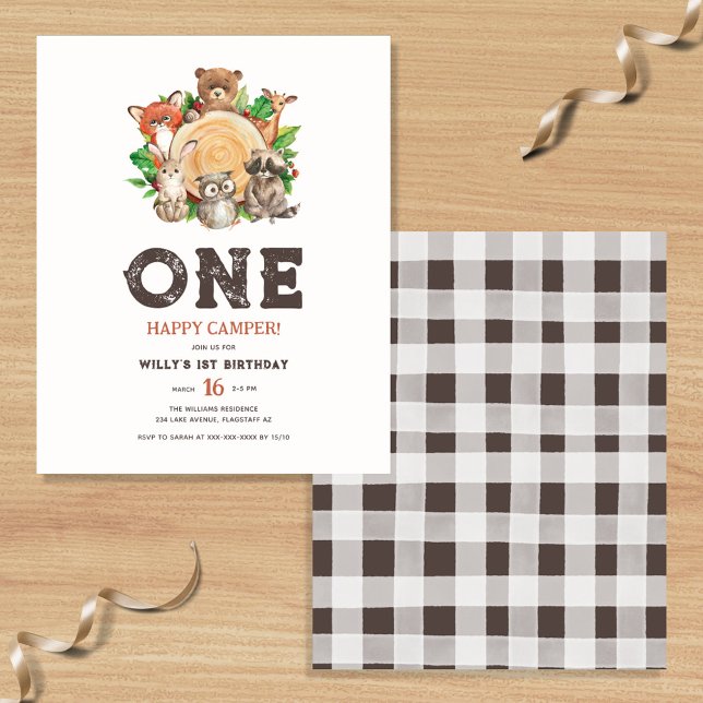 Flyer Orçamento Um Feliz Camper Boy Primeiro Aniversário (Criador carregado)