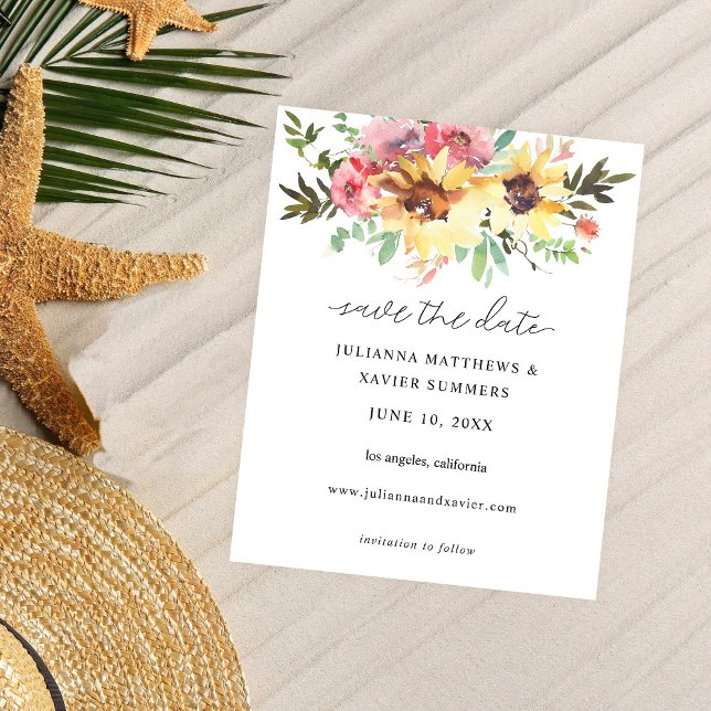 Flyer Orçamento Verão Girassol Salvar a Data (Criador carregado)