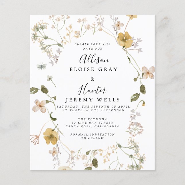 Flyer Orçamento Wildflower Salvar Data (Frente)