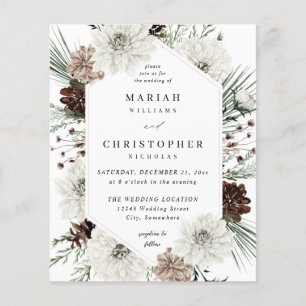 Flyer Orçamento Winter White Floral & Pine Weding