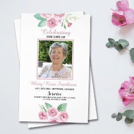 Flyer Ordem de Serviço de Funeral Rosas Celebração de Vi