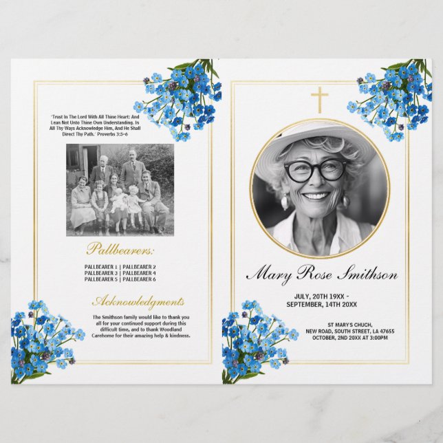 Flyer Ordem Funeral da Vida de Serviço Esqueça-me do Nó (Frente)