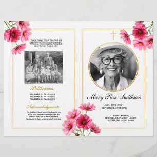 Flyer Ordem Funeral de Vida Útil Cosmos Flor Rosa