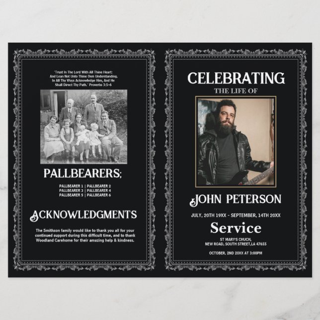 Flyer Ordem Funeral Gótica de Serviço Rock Negro Design (Frente)