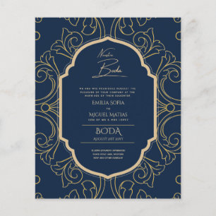Flyer Ornamentado Dourado do ESPANHOL BODA Convites