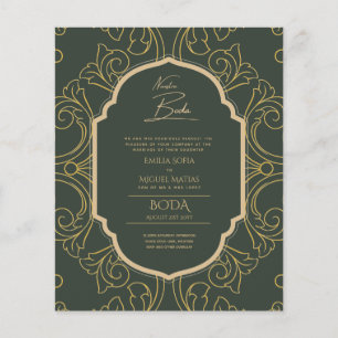 Flyer Ornamentado Dourado do ESPANHOL BODA Convites