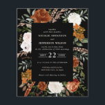Flyer Orquestra negra do orçamento terracotta floral rus<br><div class="desc">Convite de casamento floral de cor-de-água rústica do orçamento. Com belas ferrugem,  terracota,  cor-de-rosa pincelada,  preta e verde-sábio,  os detalhes da aquarela de eucalipto. Este convite de casamento moderno certamente define o estilo para o seu grande dia.</div>