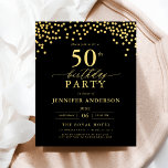 Flyer Ortografia Dourada e Preta do Orçamento 50º aniver<br><div class="desc">Faça a palco de uma celebração elegante com um Convite de Aniversário para Script Negro e Dourado! Apresentando um roteiro de ouro luxuoso sobre um fundo preto elegante, esse design expele sofisticação e charme de eterno. Perfeito para aniversários de marco ou qualquer evento de na moda, combina facilmente elegância clássica...</div>