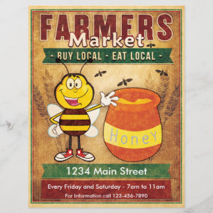 Flyer Os fazendeiros introduzem no mercado o mel local
