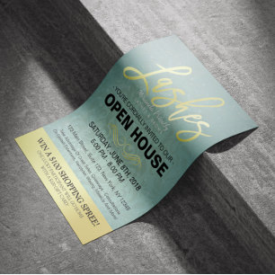 Flyer Ouro elegante do insecto da casa aberta do salão