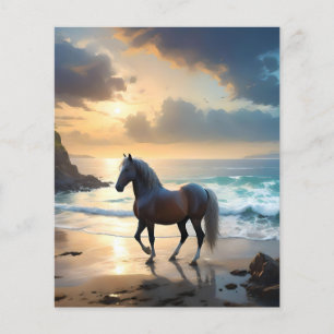 Flyer Ouro Grace: Um Cavalo de Palomino na praia Sunset