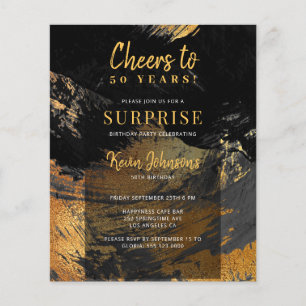 Flyer Ouro preto de orçamento 50º convite de aniversário