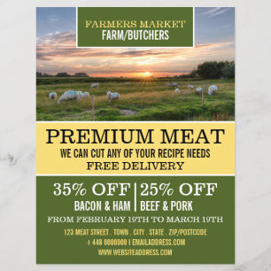 Flyer Ovelhas em Campo, Fazendeiro e Açougueiro Publicid