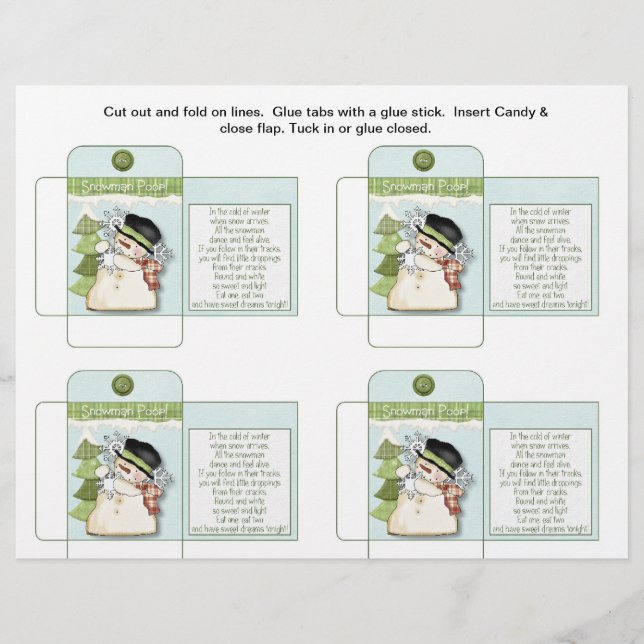 Flyer Pacote De Doces Engraçados Boneco De Neve Fezes Co (Frente)