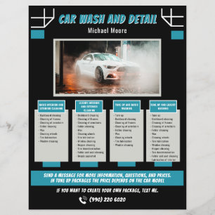 Flyer Pacote de Preço de Detalhes Automotivos de Lavagem