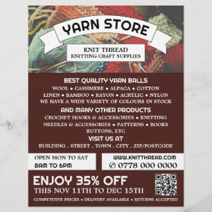 Flyer Pacote de tricô, Loja de tricô, Loja de Yarn