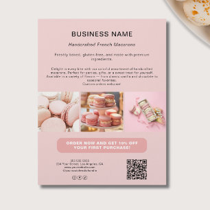 Flyer Padaria Foto Personalizada QR Mídia Social Rosa Ne