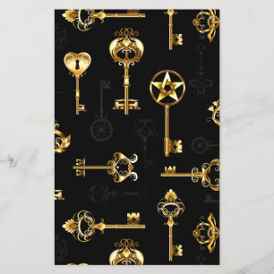 Flyer Padrão contínuo com Chaves Douradas