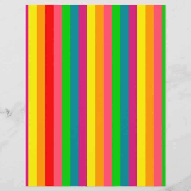 Flyer Padrão de faixas verticais do arco-íris multicolor (Verso)