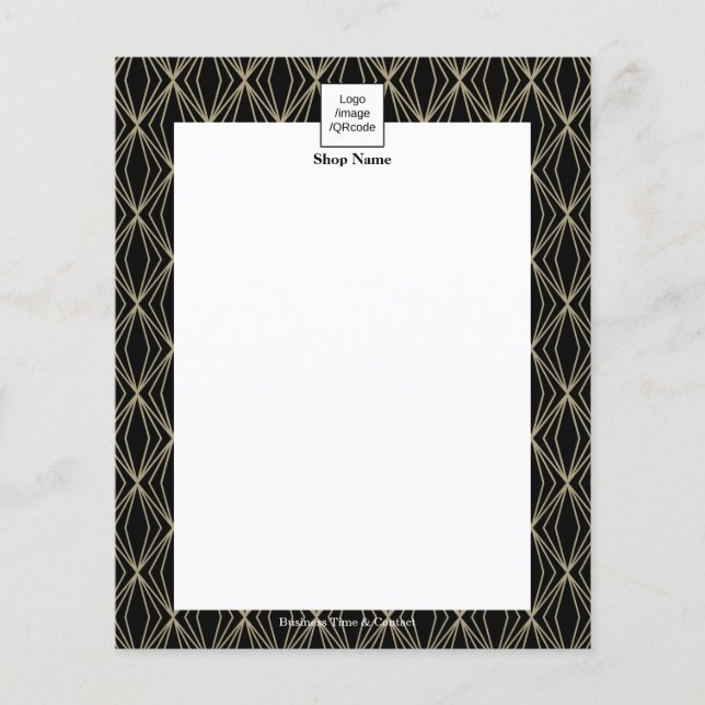 Flyer Padrão de Geometria Moderna Preto (Frente)