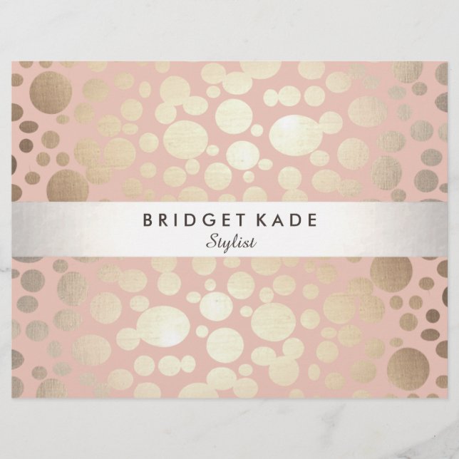 Flyer Padrão Dourado e rosa de moda e beleza (Frente)