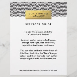 Flyer Padrão Faux Foil Chevron Preto e Dourado