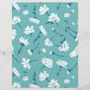 Flyer Padrão Floral Elegante - Botânica Branca e Teal