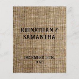 Flyer Padrão personalizado de burlap natural do casament