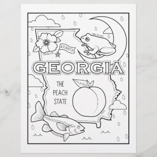 Flyer página coloração de fatos e forma do estado georgi