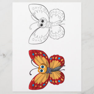 Flyer Página de coloração da borboleta de desenho