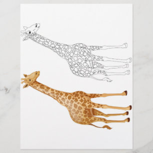 Flyer Página de coloração de girafa de desenho
